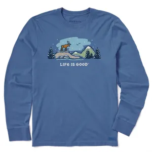 Men's Snowy Moose Mountain Vista Long Sleeve Crusher Tee Life is Good