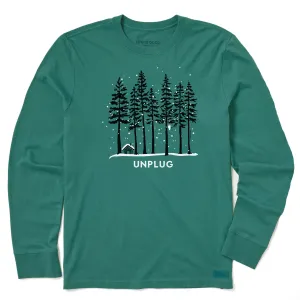 Men's Snowy Owl Tall Pines Unplug Long Sleeve Crusher Tee Life is Good