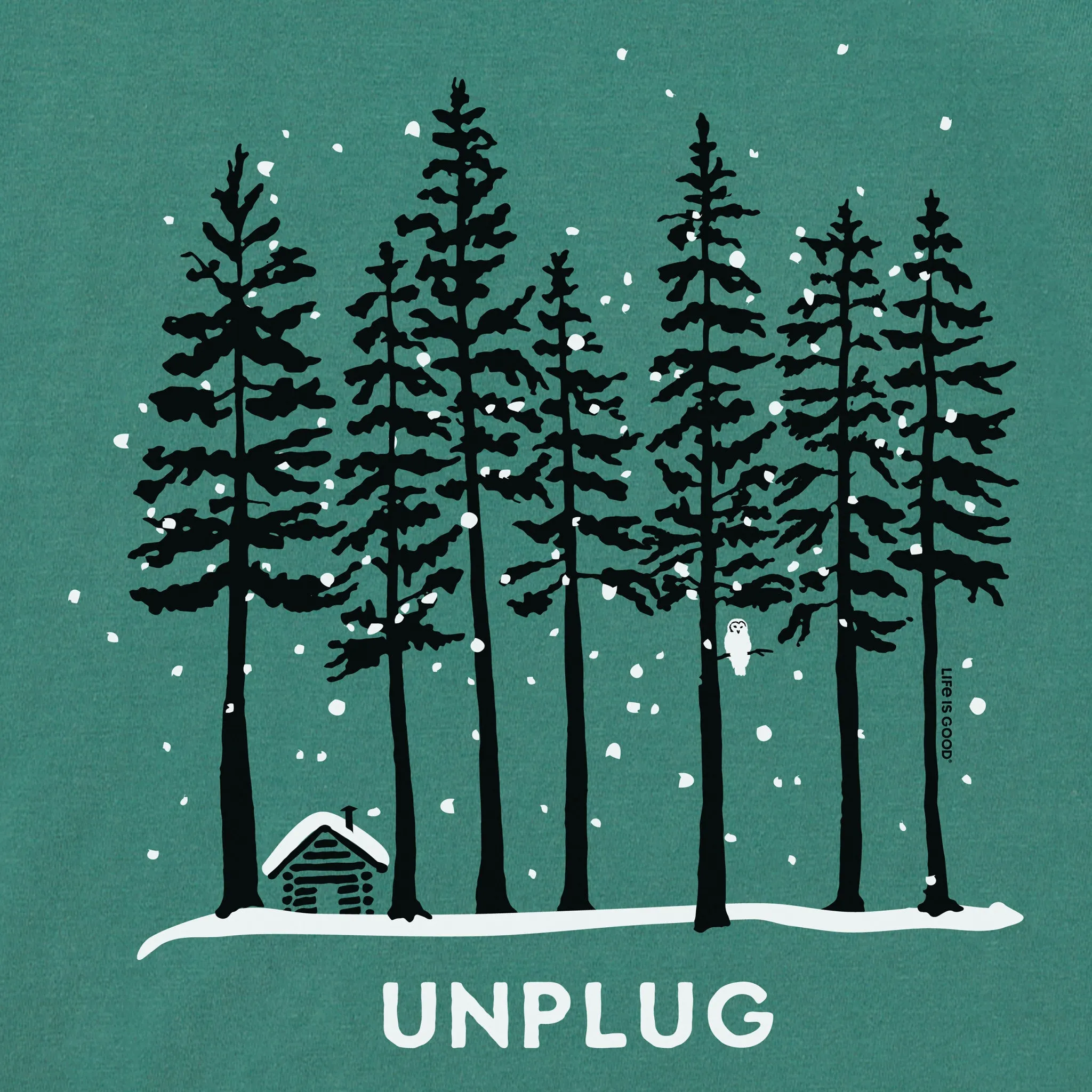Men's Snowy Owl Tall Pines Unplug Long Sleeve Crusher Tee Life is Good