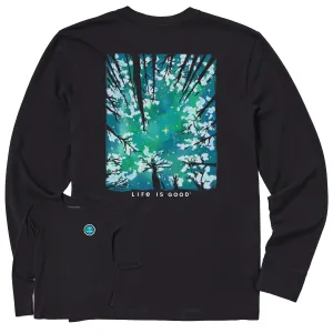 Men's Snowy Trees From Below Long Sleeve Crusher Tee Life is Good