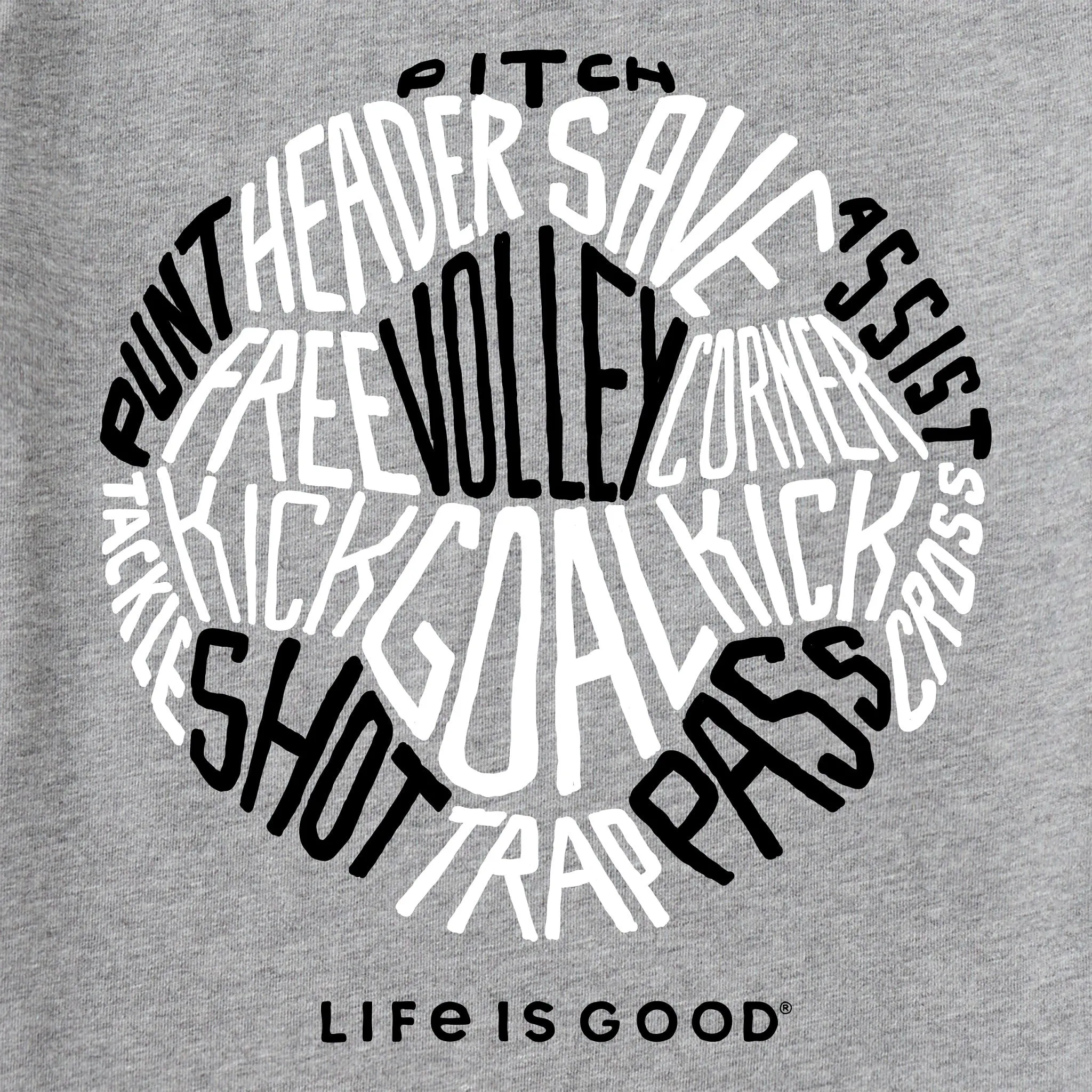 Men's Soccer Ball Words Short Sleeve Tee Life is Good