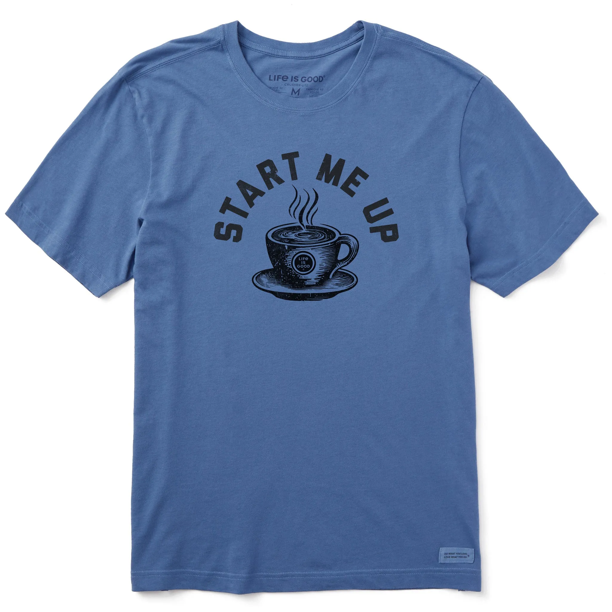 Men's Start me Up Coffee Mug Short Sleeve Tee Life is Good