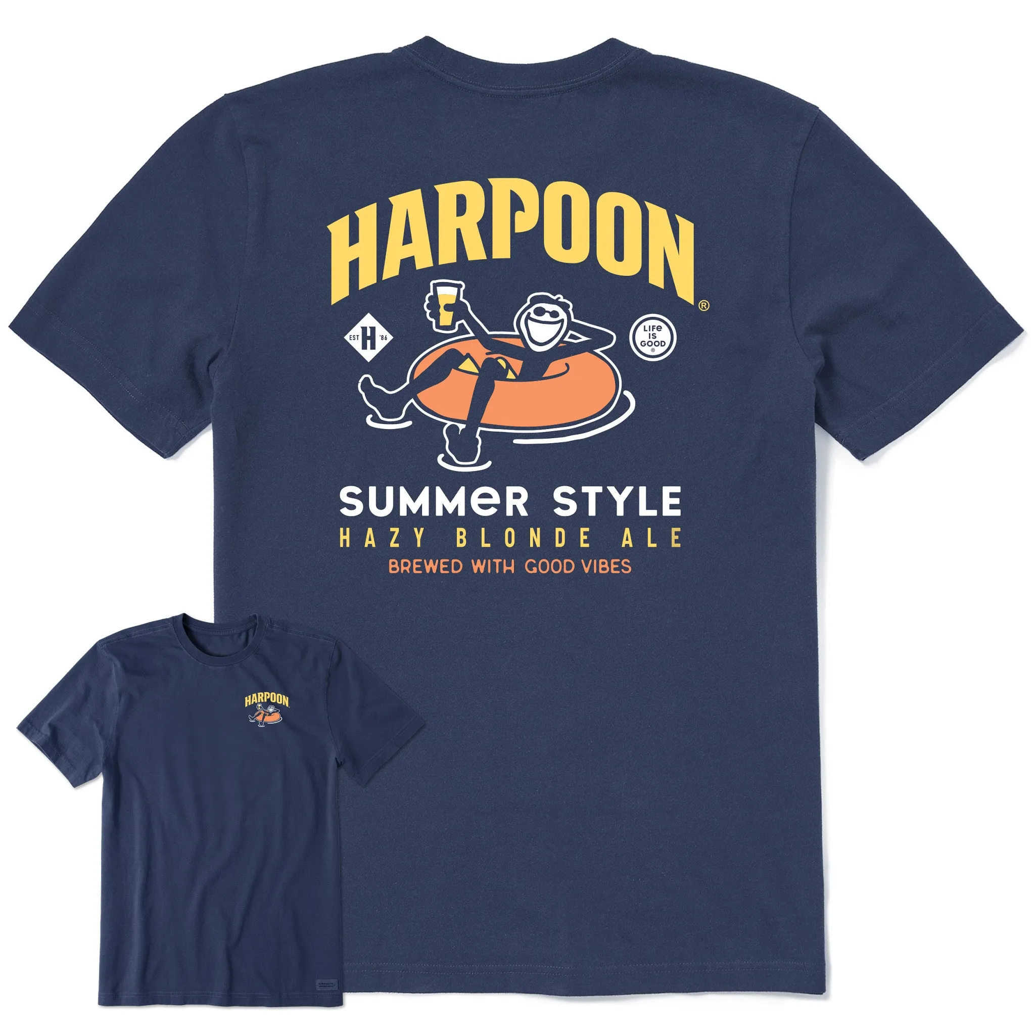 Men's Summer Style Harpoon Innertube Short Sleeve Crusher Tee Life is Good