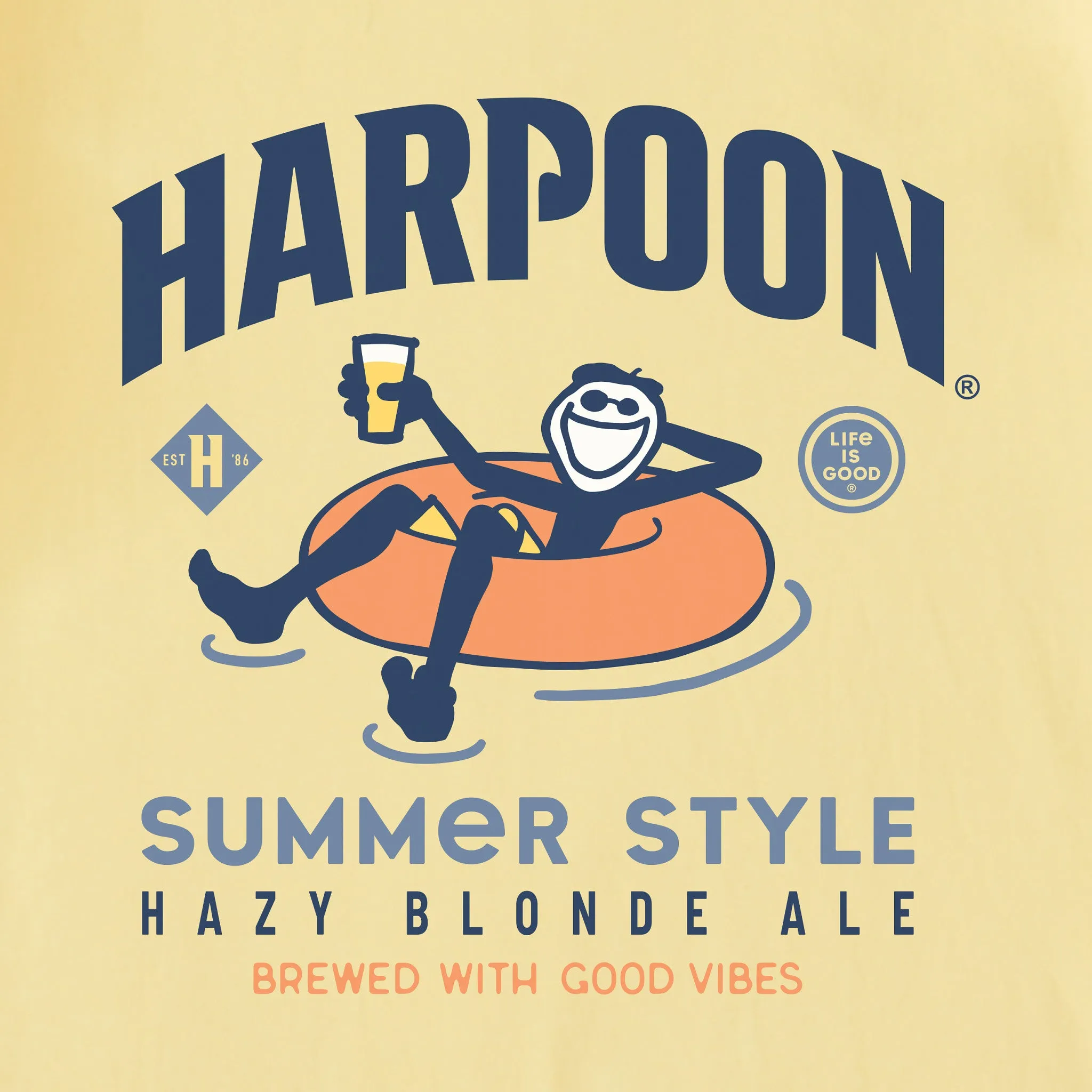 Men's Summer Style Harpoon Innertube Short Sleeve Crusher Tee Life is Good