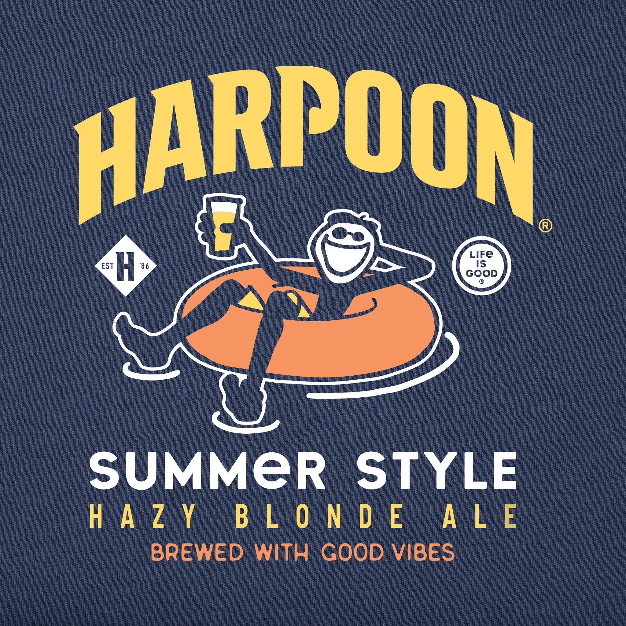 Men's Summer Style Harpoon Innertube Short Sleeve Crusher Tee Life is Good