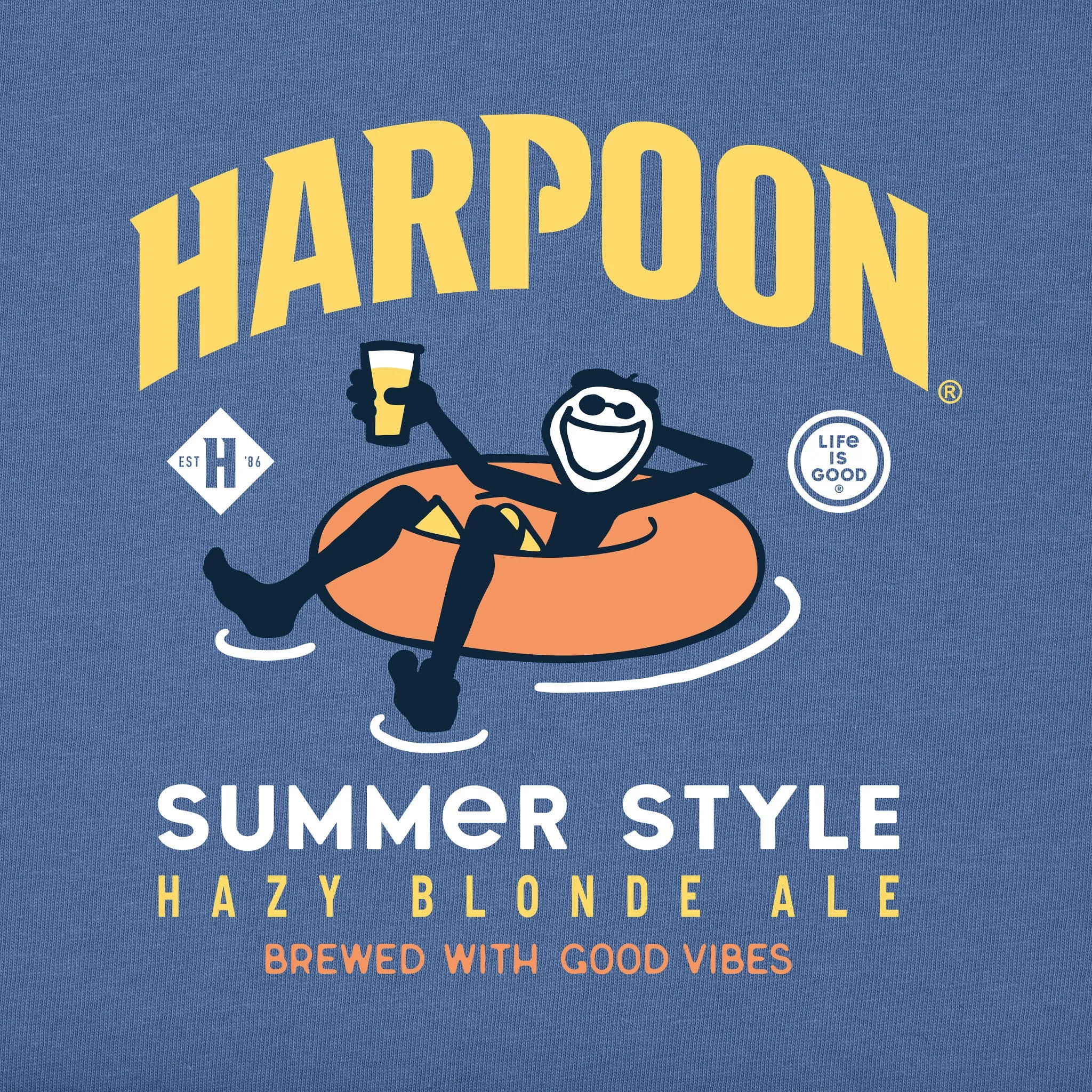 Men's Summer Style Harpoon Innertube Short Sleeve Crusher Tee Life is Good