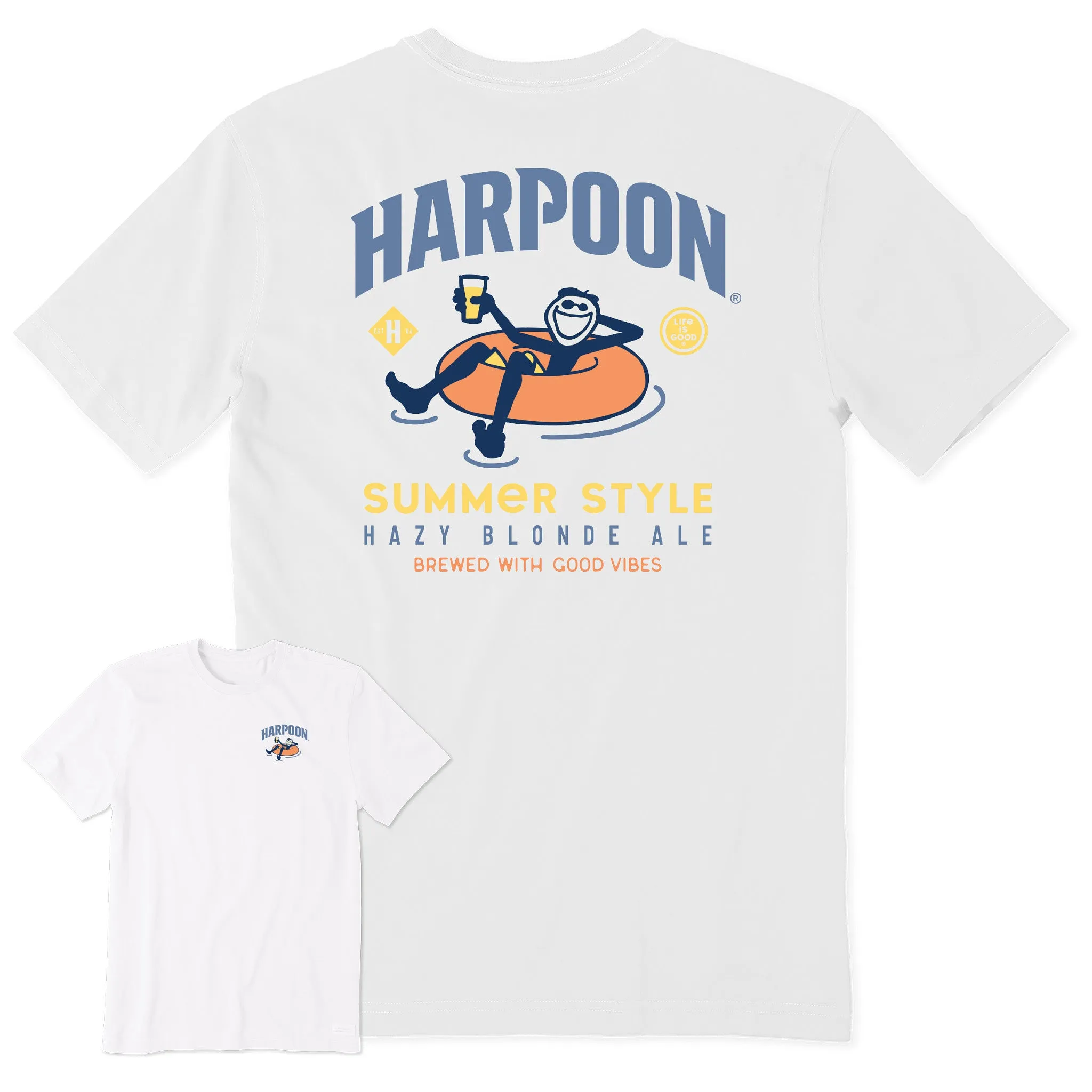 Men's Summer Style Harpoon Innertube Short Sleeve Crusher Tee Life is Good