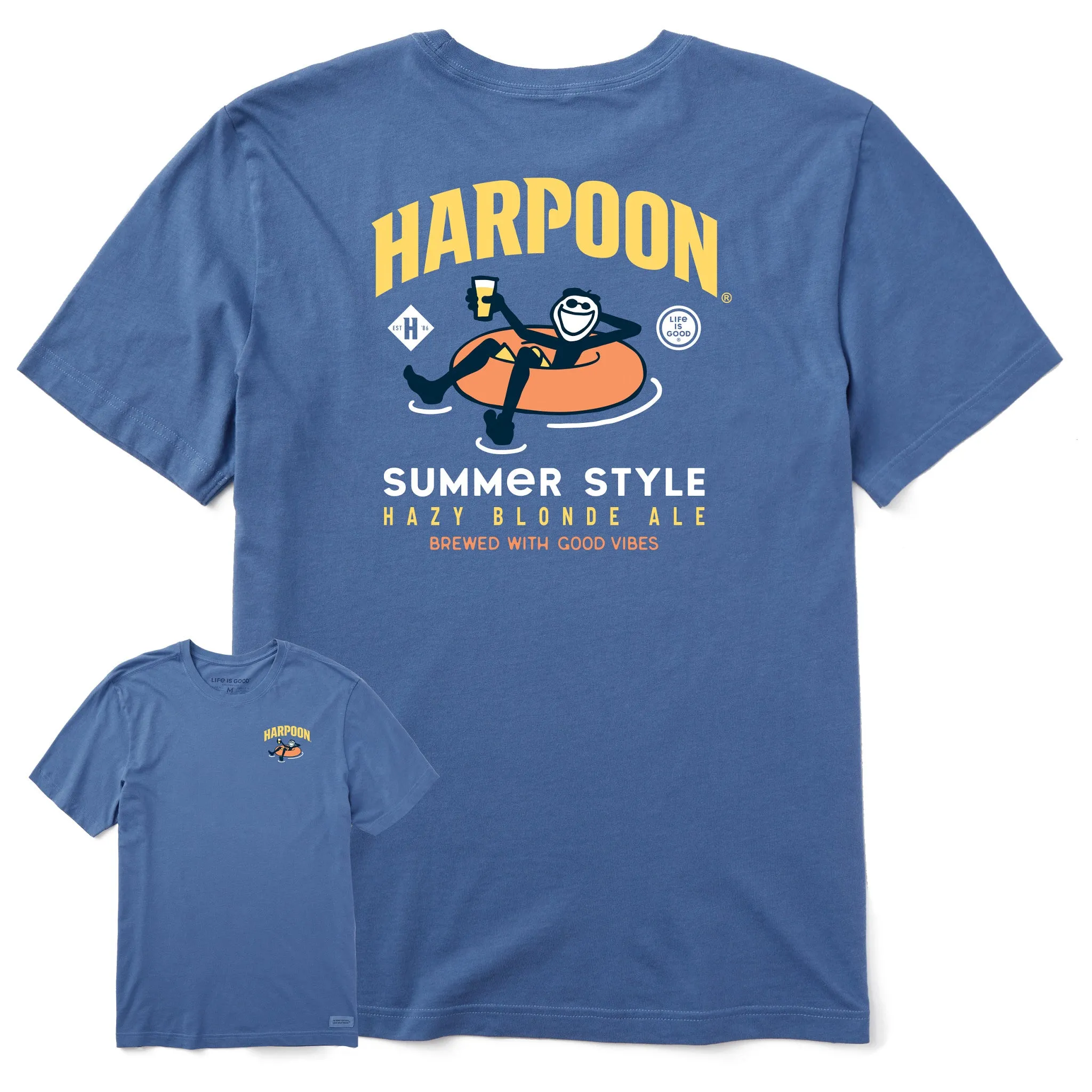 Men's Summer Style Harpoon Innertube Short Sleeve Crusher Tee Life is Good