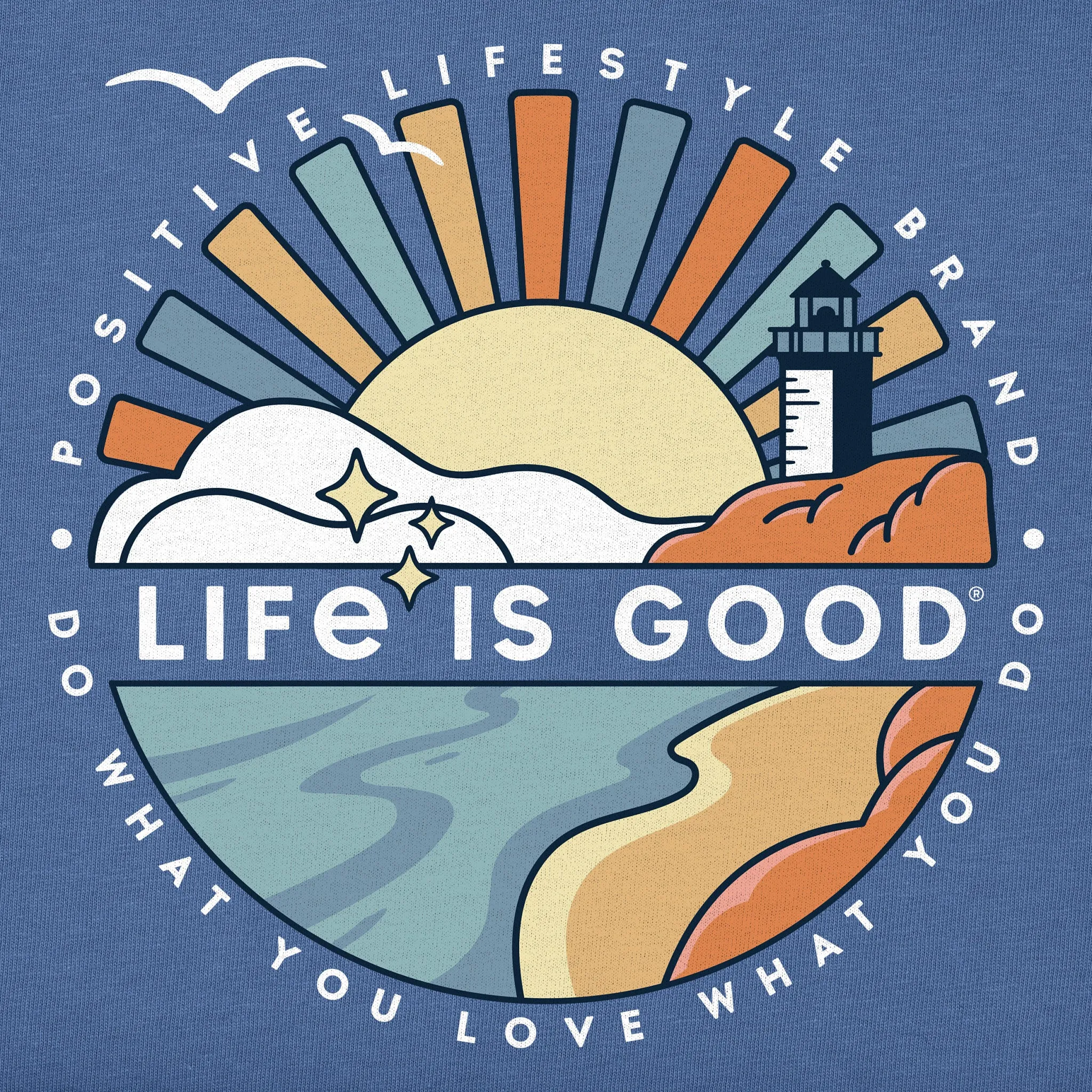 Men's Sunburst Lighthouse Short Sleeve Crusher Tee Life is Good