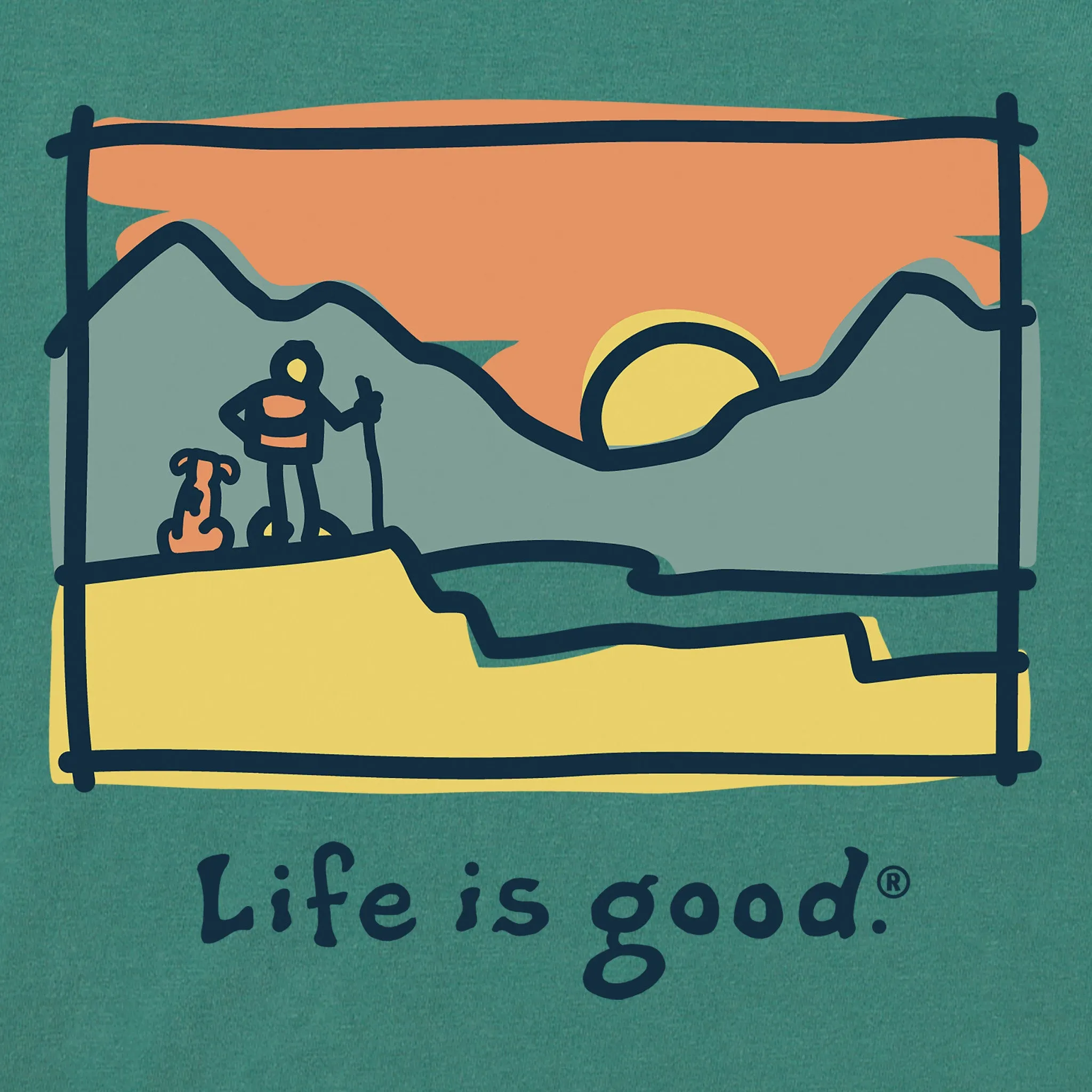 Men's Sunset Scenic Landscape Short Sleeve Crusher Tee Life is Good