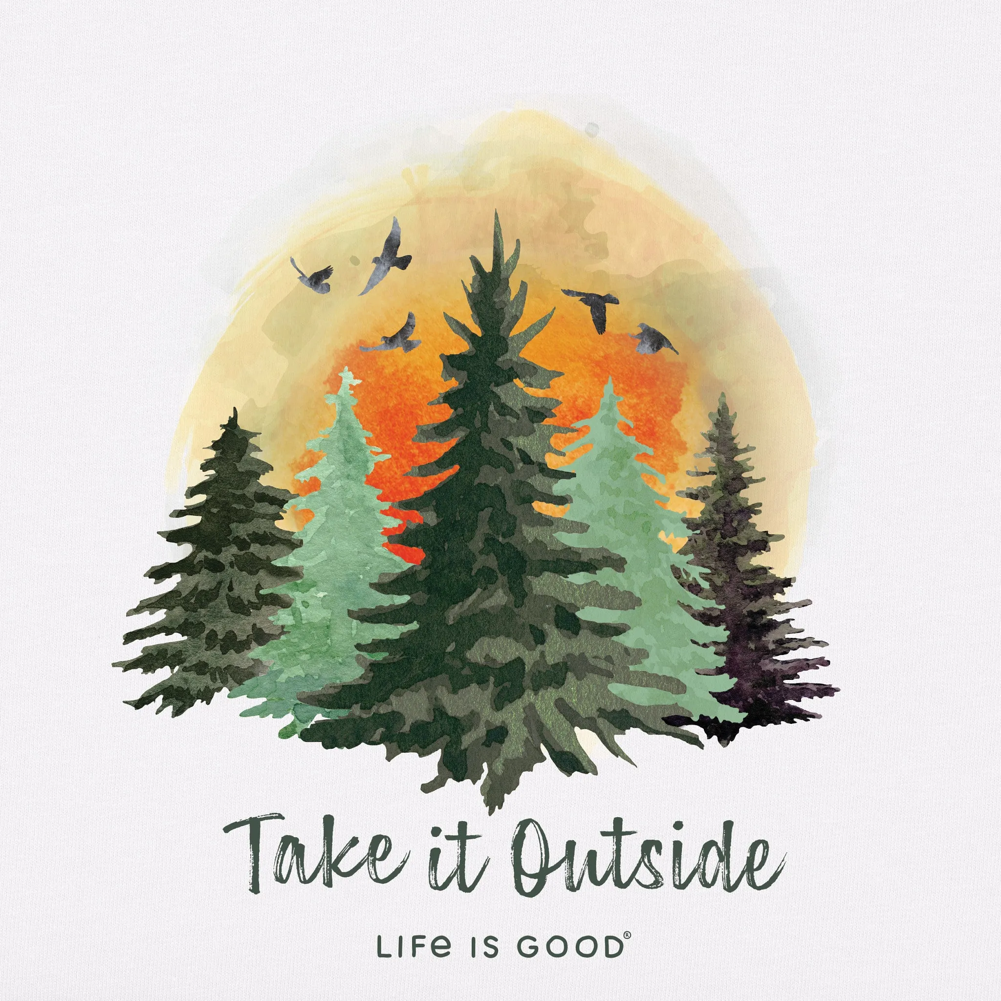 Men's Take it Outside Watercolor Trees Short Sleeve Tee Life is Good