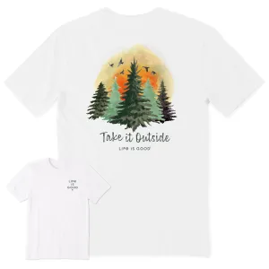 Men's Take it Outside Watercolor Trees Short Sleeve Tee Life is Good
