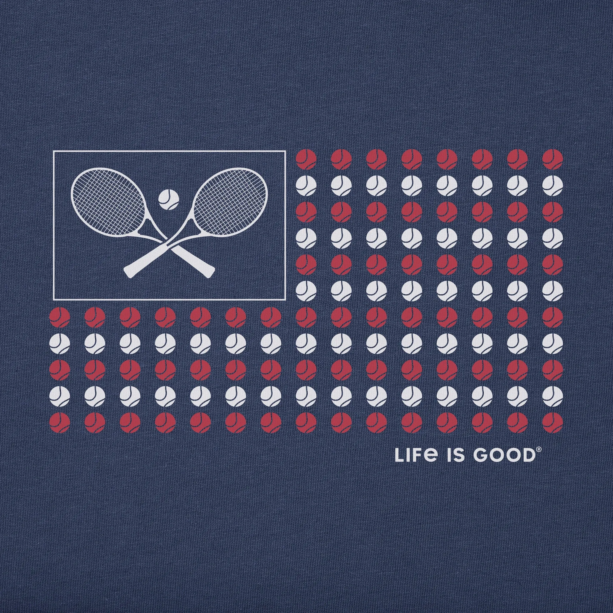 Men's Tennis Flag Short Sleeve Tee Life is Good