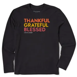 Men's Thankful Grateful Blessed All Day Long Sleeve Crusher Tee Life is Good
