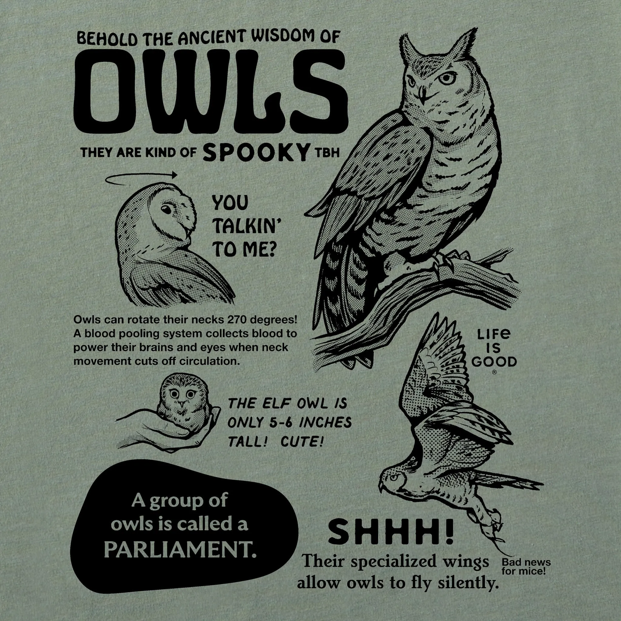 Men's The Wisdom of Owls Short Sleeve Tee Life is Good
