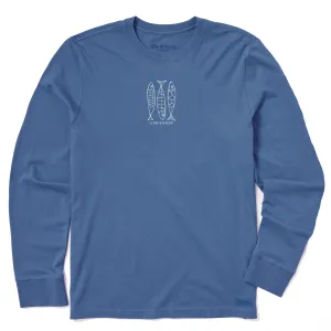 Men's Three Fish Sketch Long Sleeve Crusher Tee Life is Good