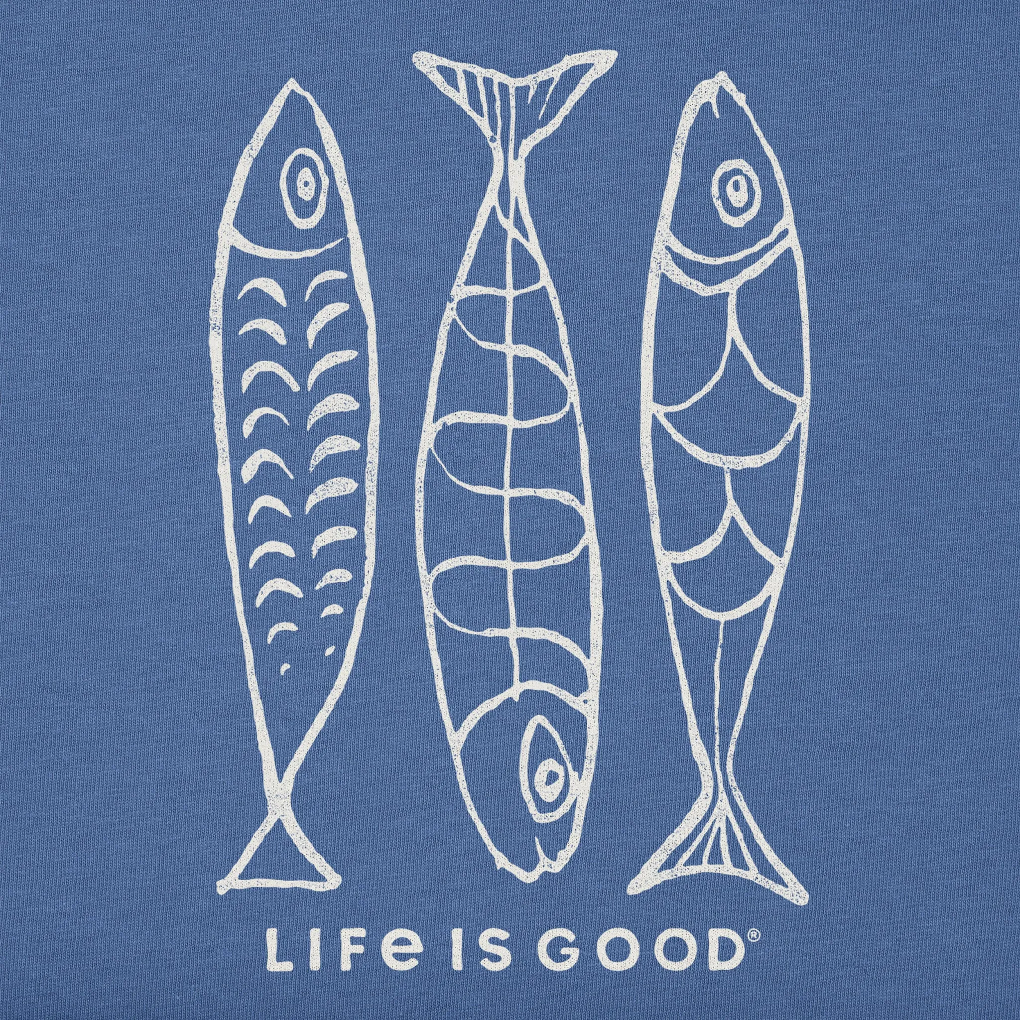 Men's Three Fish Sketch Long Sleeve Crusher Tee Life is Good