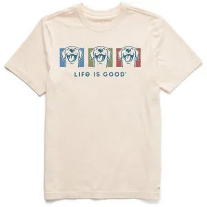 Men's Three Happy Dogs Short Sleeve Crusher Tee Life is Good