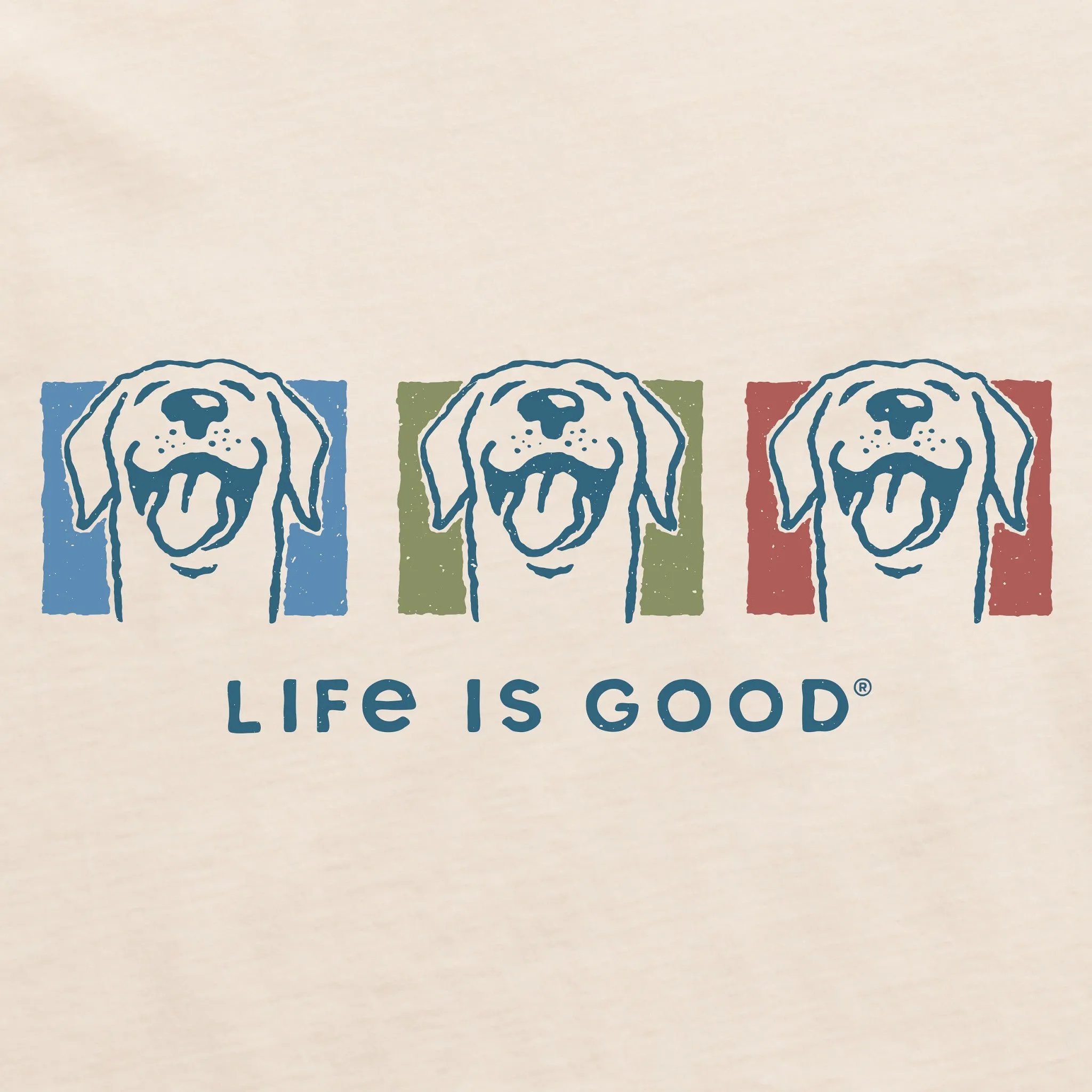 Men's Three Happy Dogs Short Sleeve Crusher Tee Life is Good