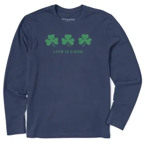 Men's Three Shamrocks Long Sleeve Crusher Tee Life is Good