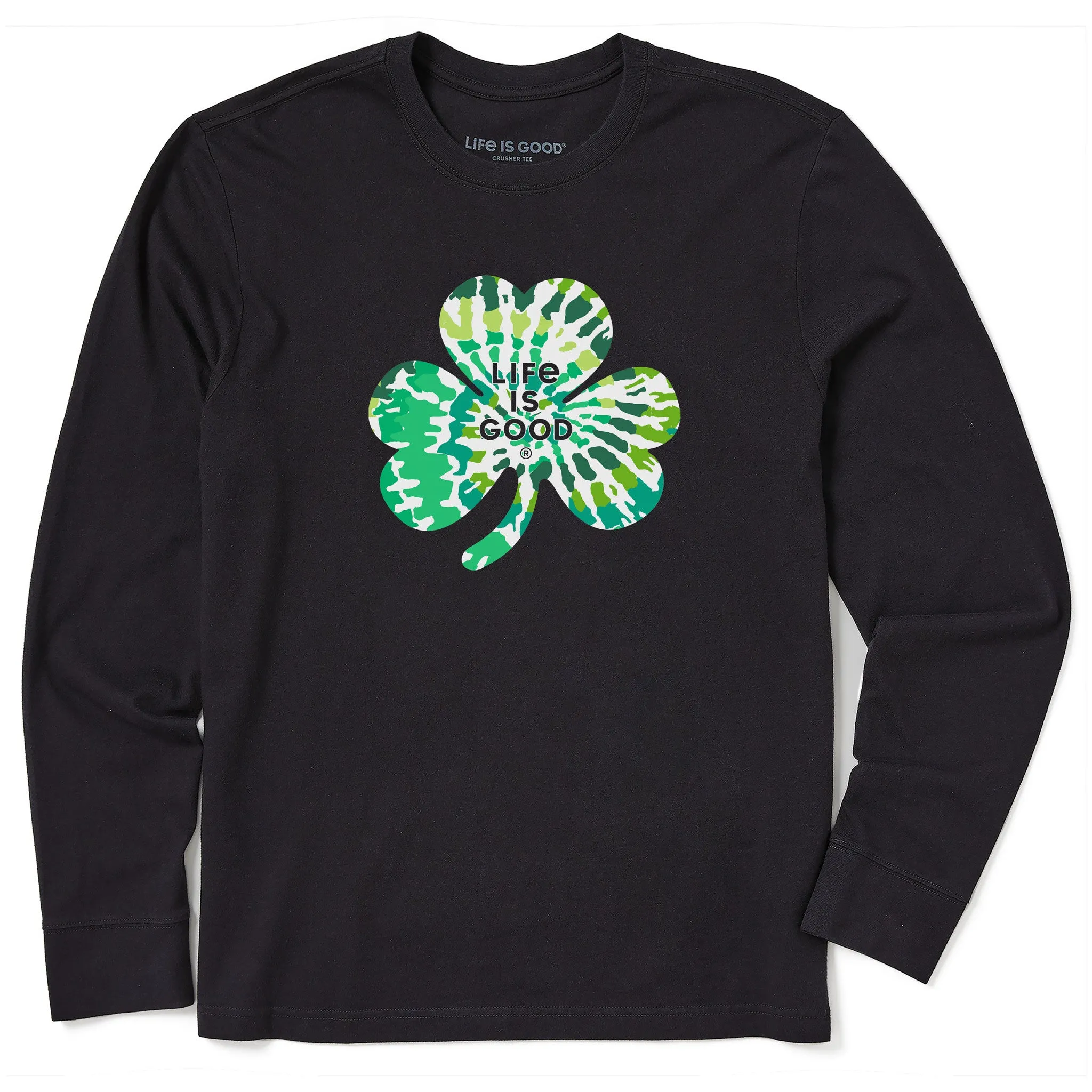 Men's Tie Dye Clover Long Sleeve Crusher Tee Life is Good