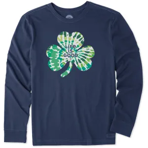 Men's Tie Dye Clover Long Sleeve Crusher Tee Life is Good