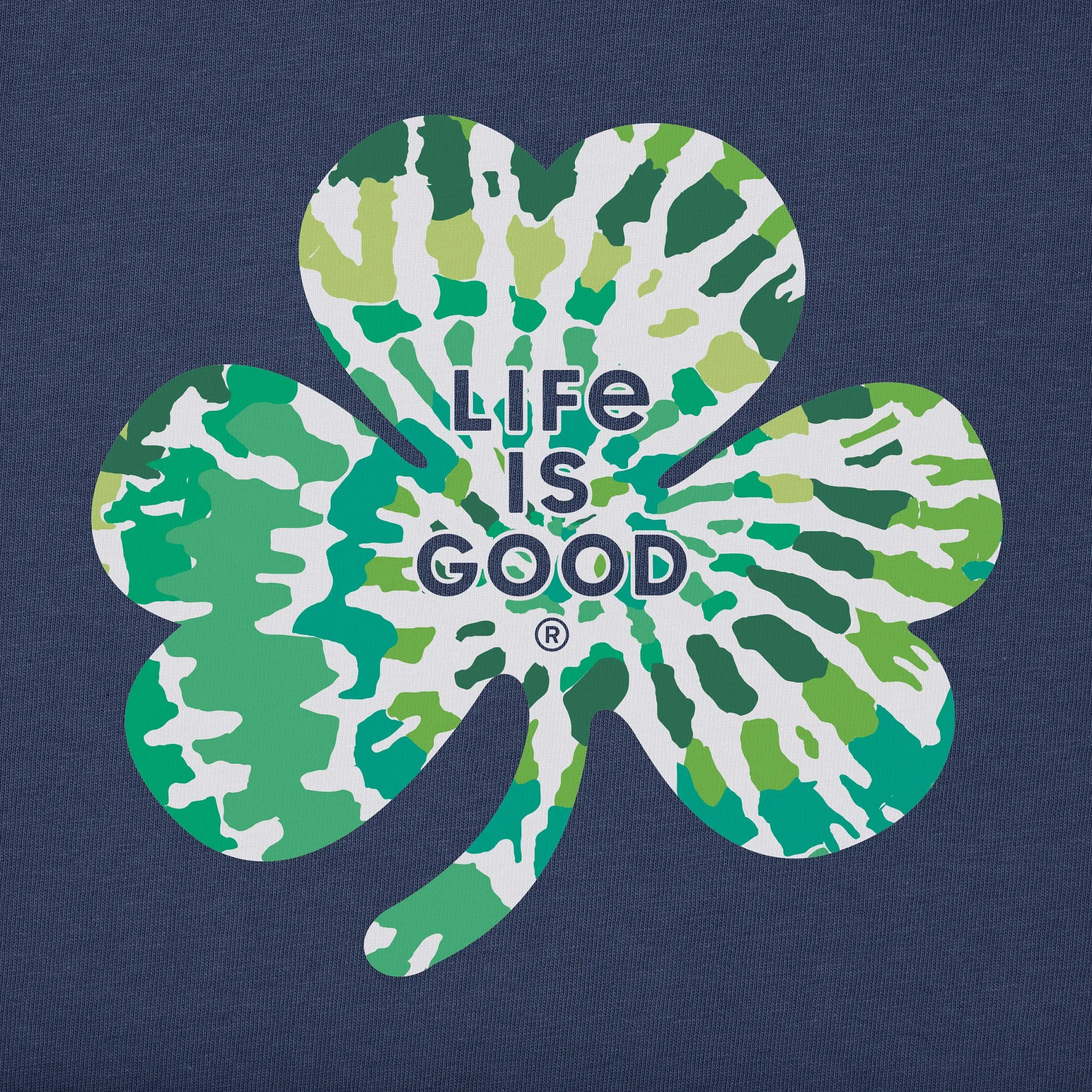 Men's Tie Dye Clover Long Sleeve Crusher Tee Life is Good