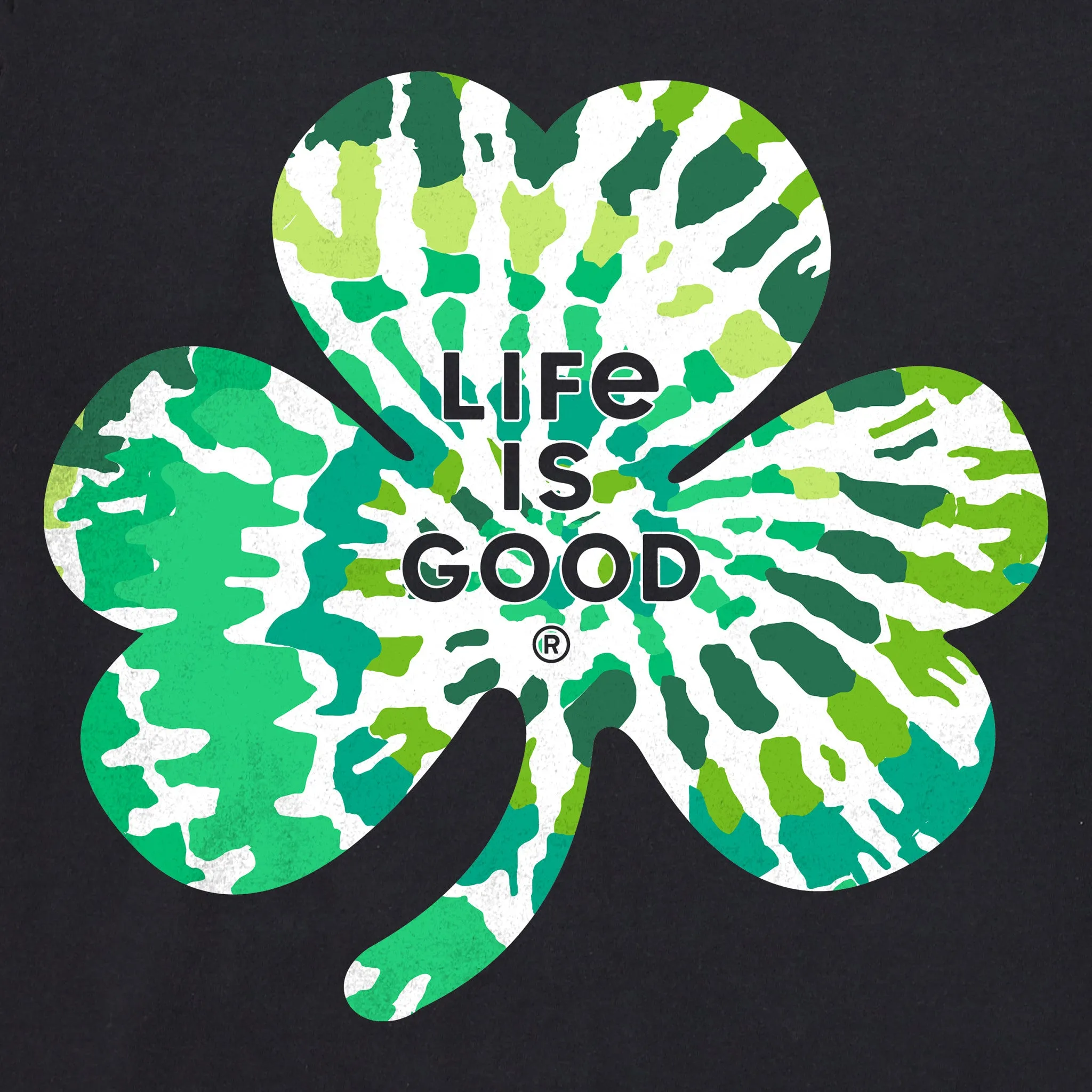 Men's Tie Dye Clover Long Sleeve Crusher Tee Life is Good