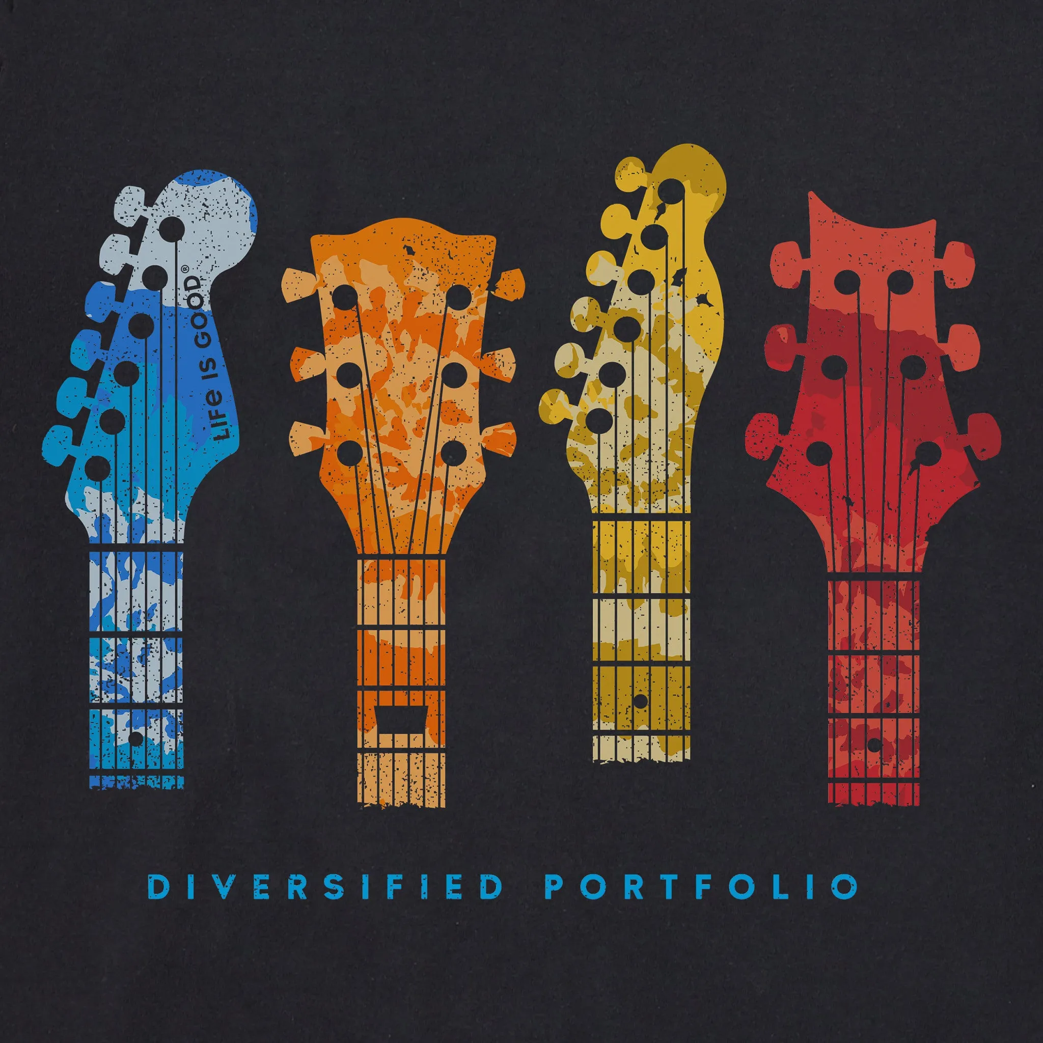 Men's Tie Dye Diversified Guitars Short Sleeve Tee Life is Good