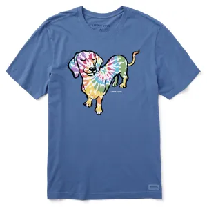 Men's Tie Dye Dog Dachshund Short Sleeve Crusher Tee Life is Good