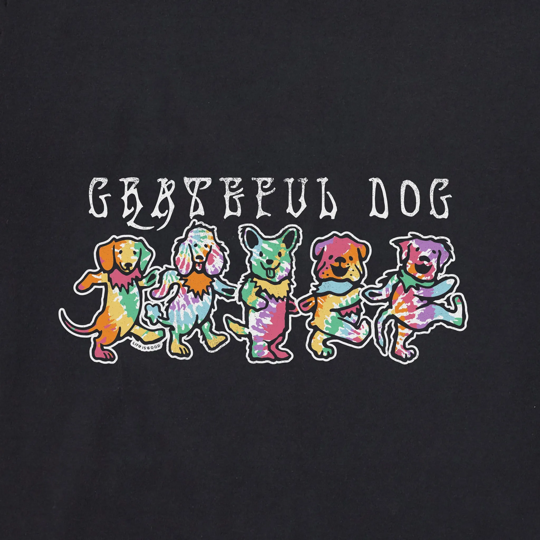 Men's Tie Dye Grateful Dog Long Sleeve Crusher Tee Life is Good