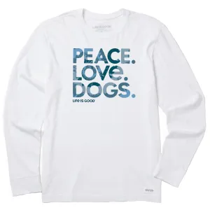 Men's Tie Dye Peace Love Dogs Long Sleeve Crusher Tee Life is Good