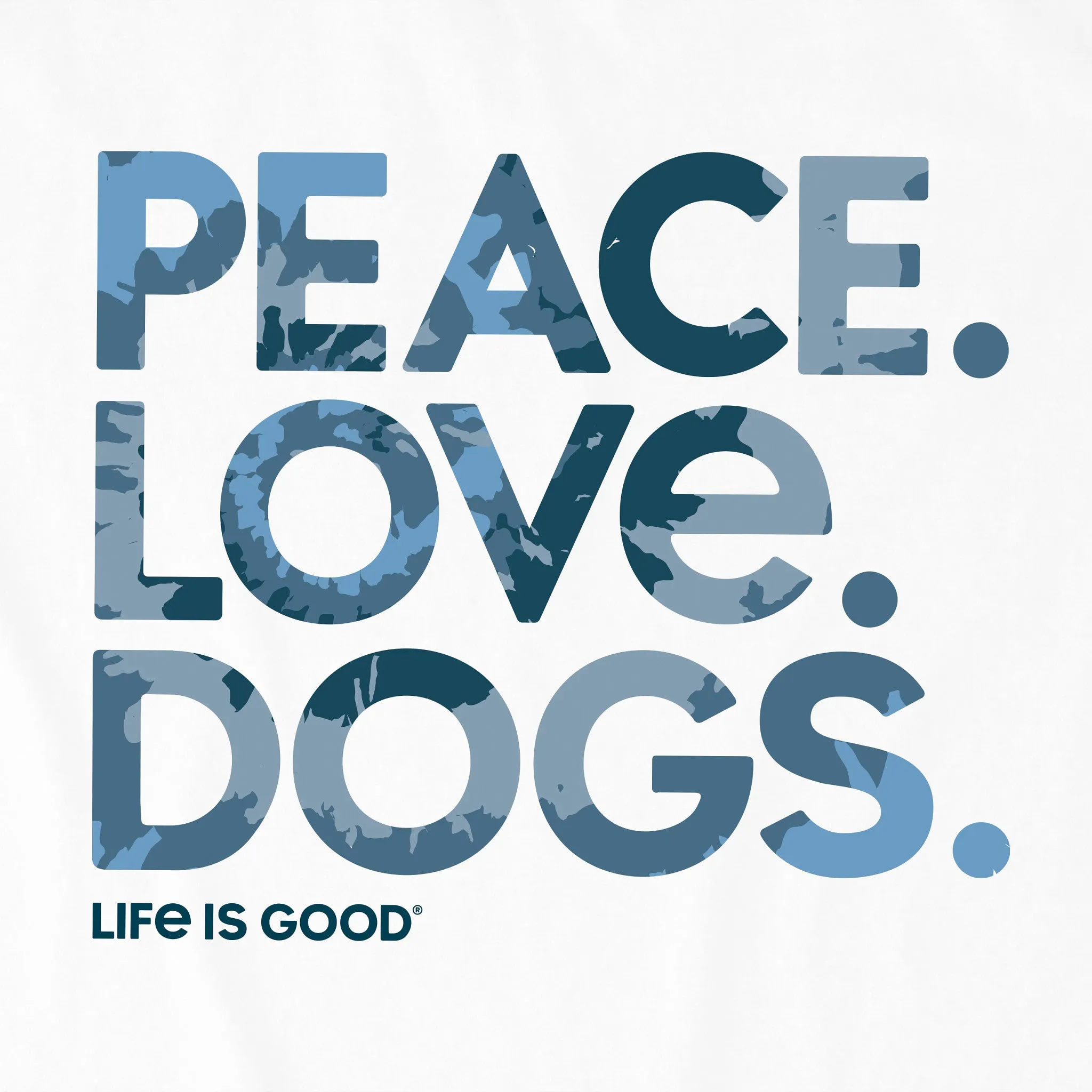 Men's Tie Dye Peace Love Dogs Long Sleeve Crusher Tee Life is Good