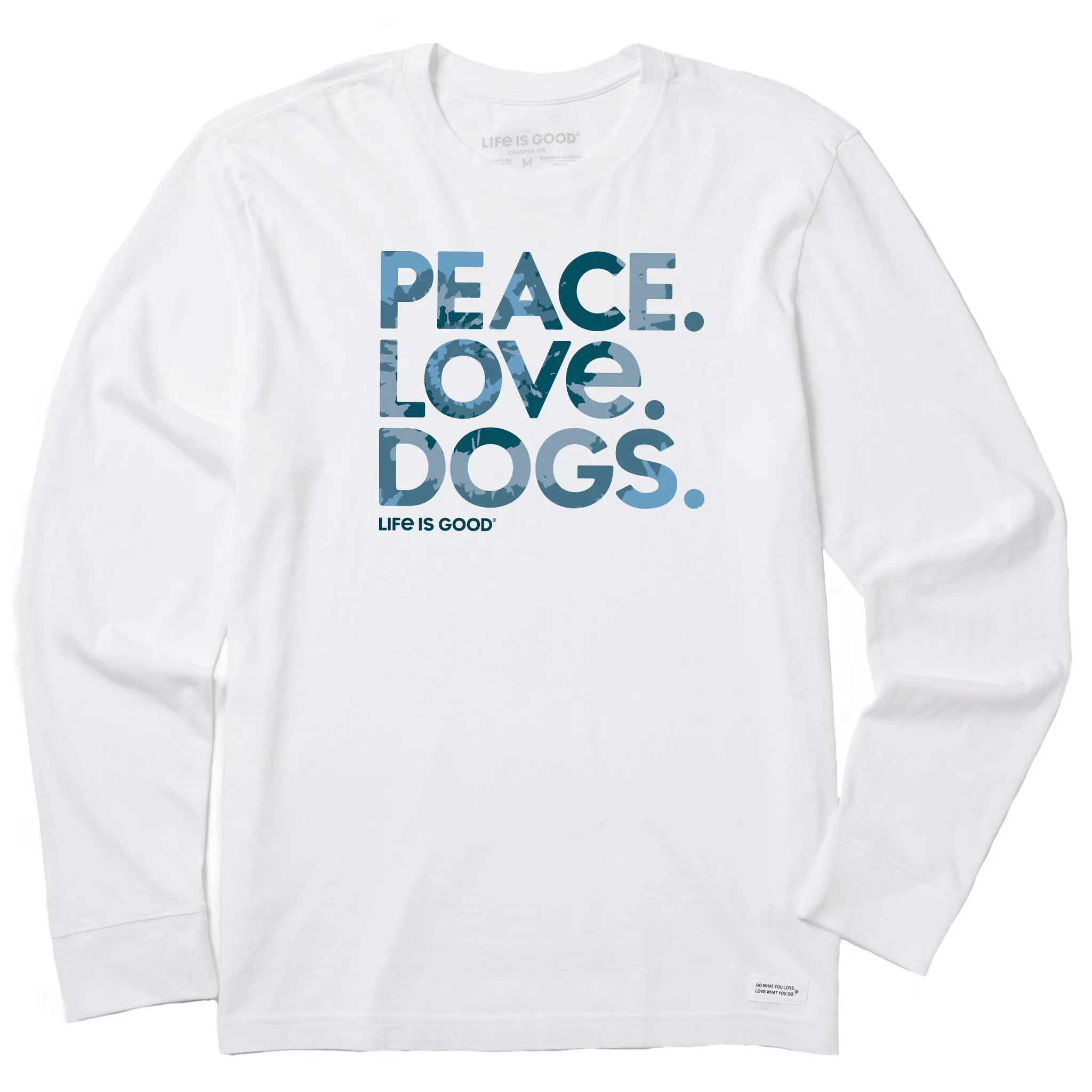 Men's Tie Dye Peace Love Dogs Long Sleeve Crusher Tee Life is Good