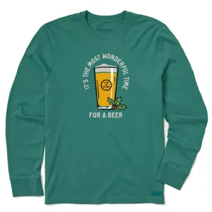 Men's Time for a Beer Long Sleeve Crusher Tee Life is Good