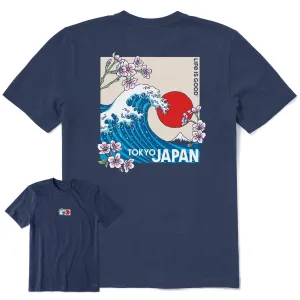 Men's Tokyo Japan Cherry Blossom Wave Short Sleeve Tee Life is Good
