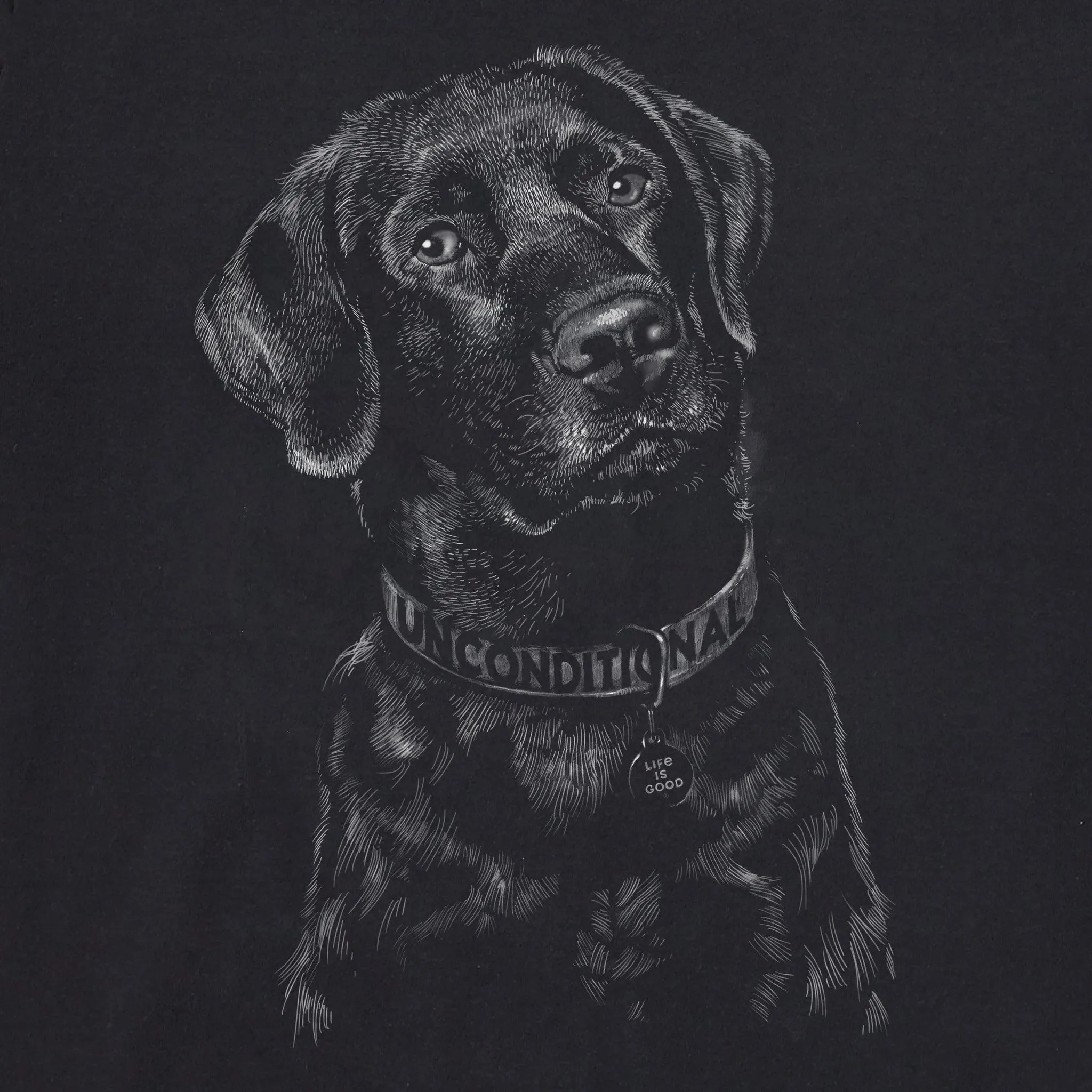Men's Unconditional Black Lab Short Sleeve Crusher Tee Life is Good