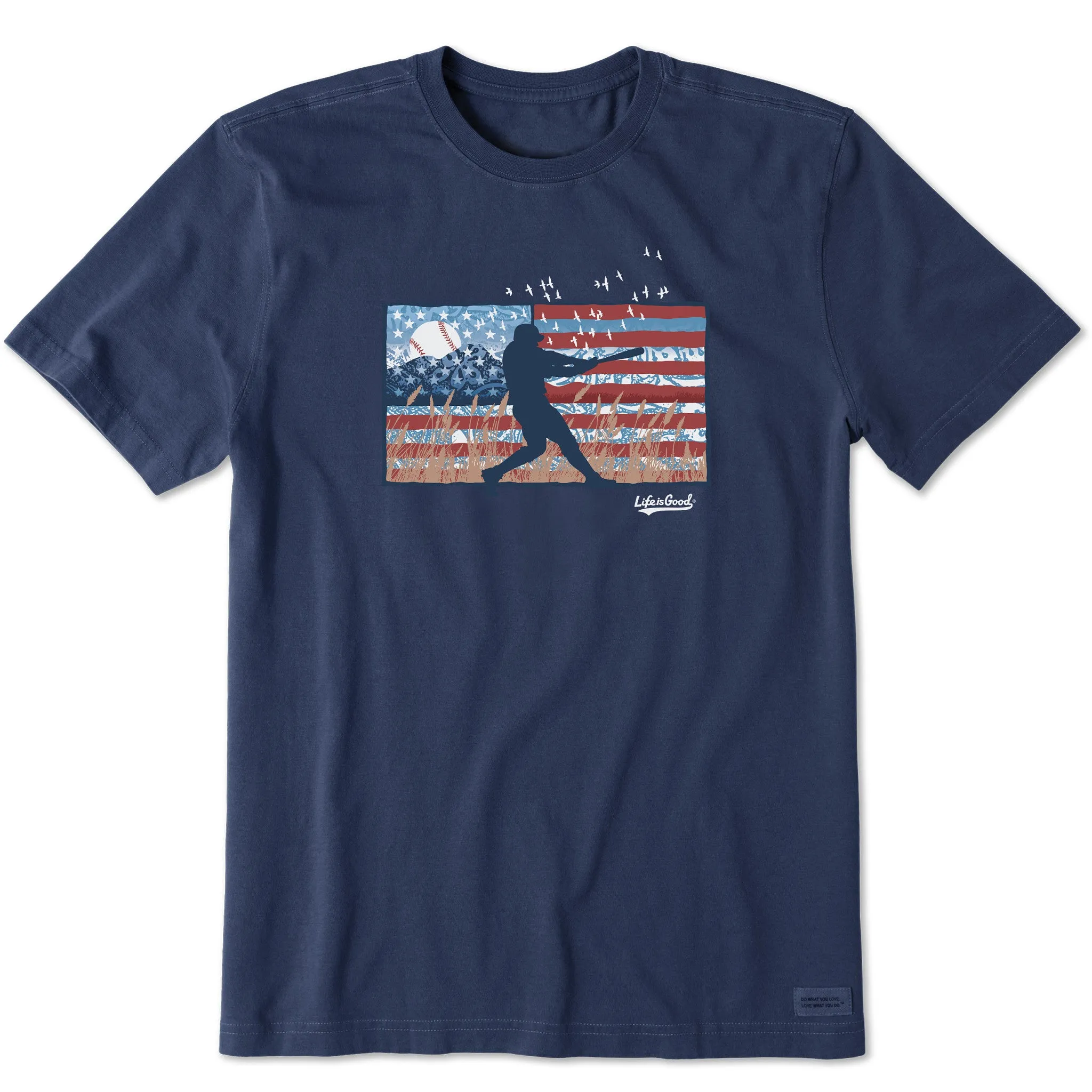 Men's USA Baseball Flag Short Sleeve Crusher Tee Life is Good