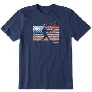 Men's USA Baseball Flag Short Sleeve Crusher Tee Life is Good