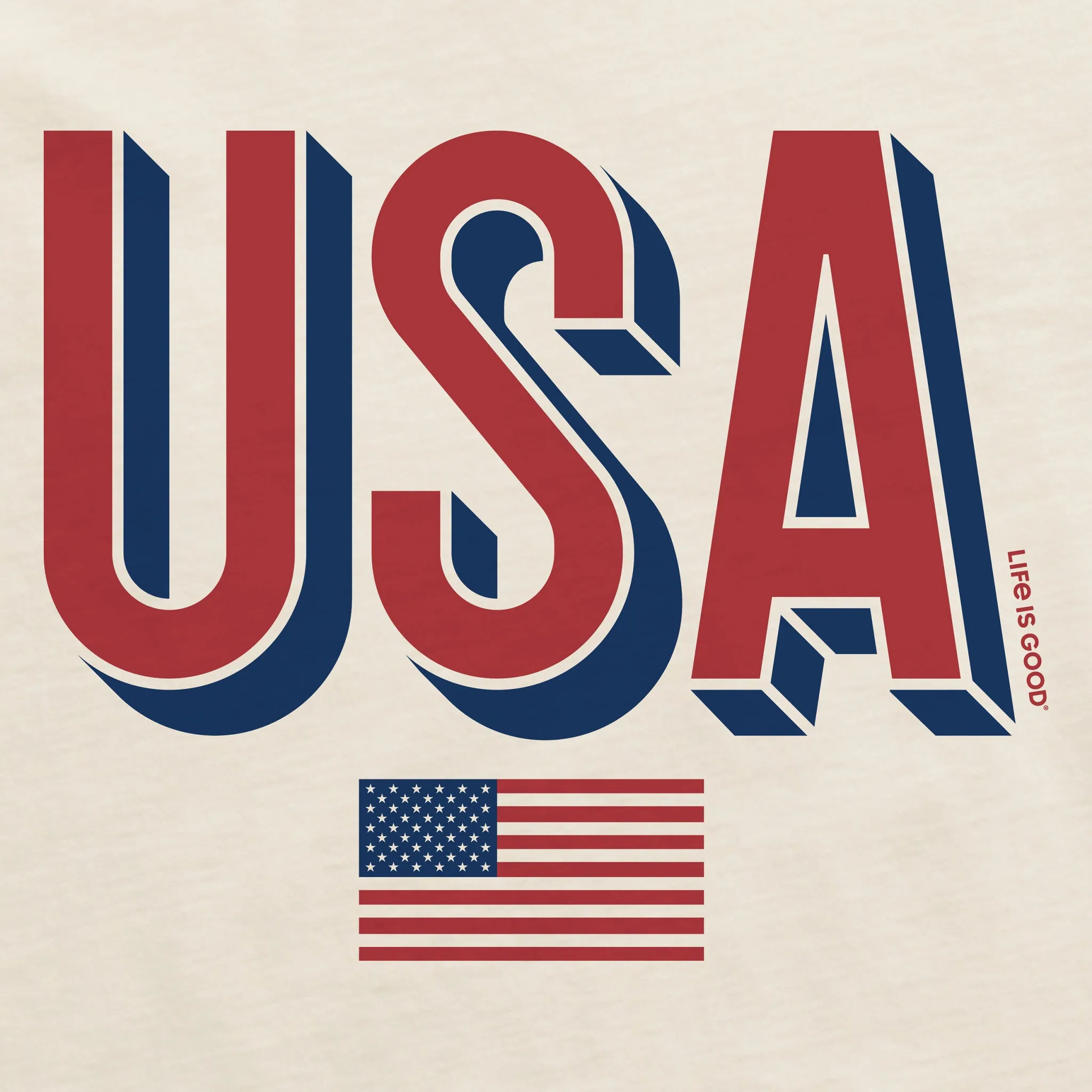 Men's USA Flag Short Sleeve Crusher Tee Life is Good