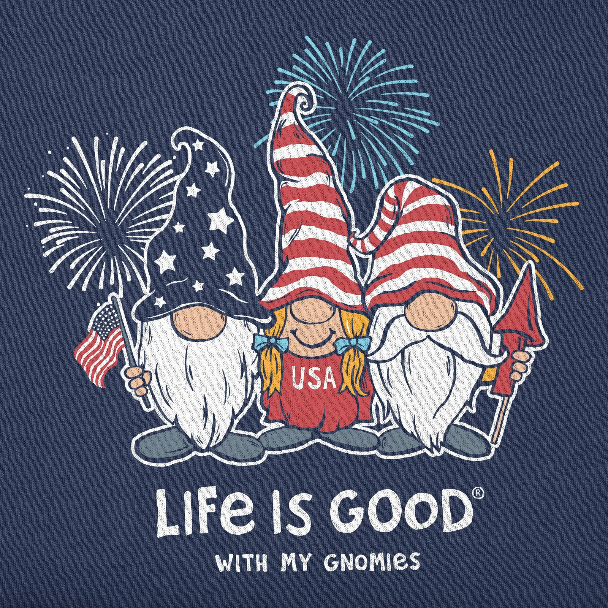 Men's USA Gnomes Short Sleeve Crusher Tee Life is Good