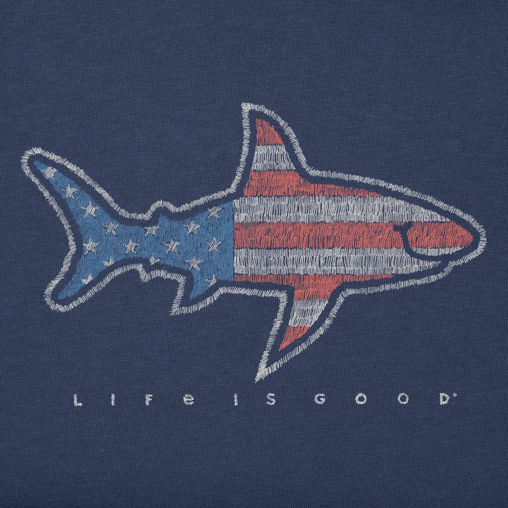Men's USA Shark Short Sleeve Tee Life is Good