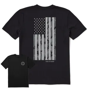 Men's Vertical USA Flag B&W Camo Short Sleeve Crusher Tee Life is Good
