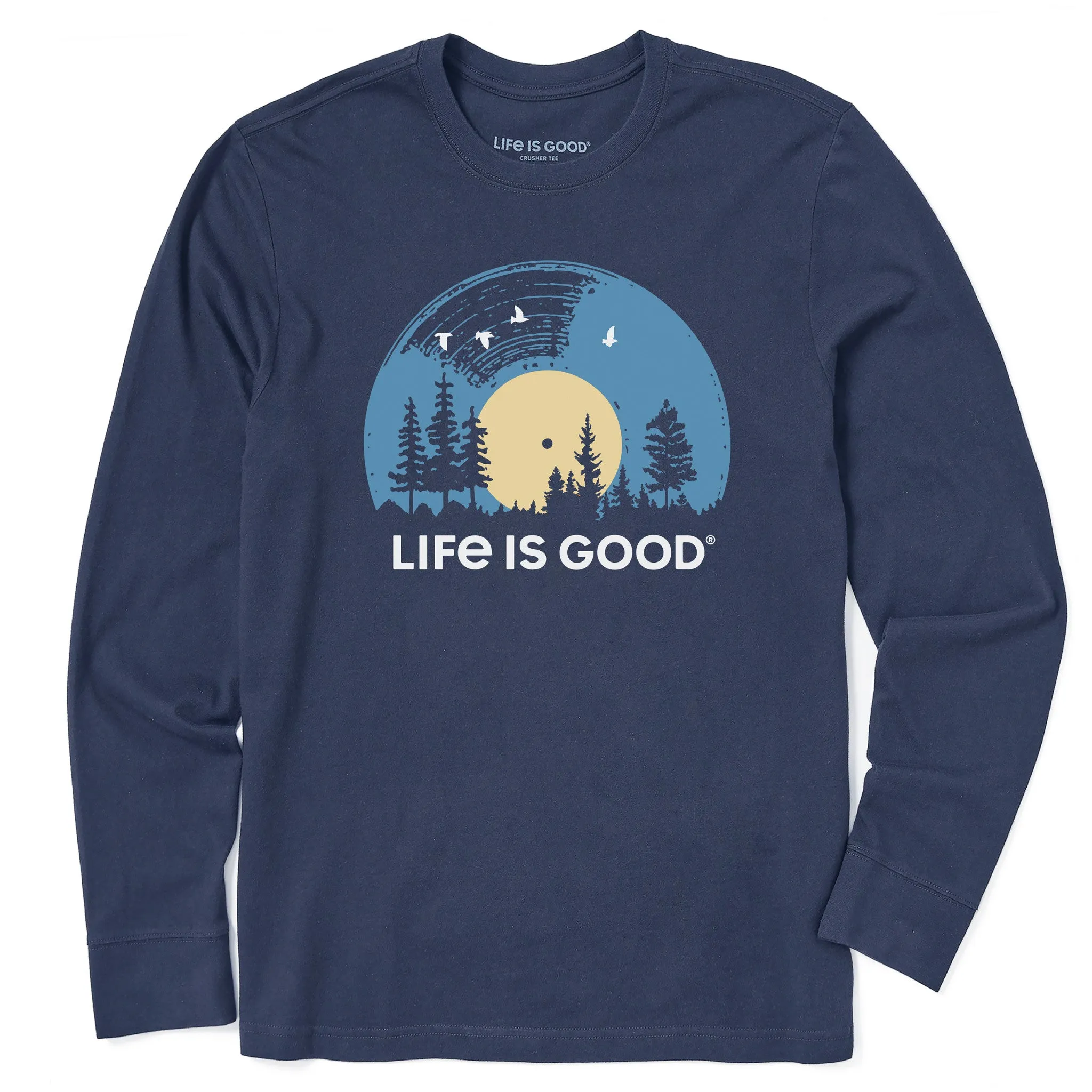 Men's Vinyl Sunset Long Sleeve Crusher Tee Life is Good