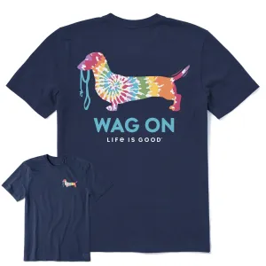 Men's Wag On Tie Dye Dachshund Short Sleeve Crusher Tee Life is Good