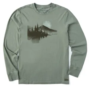 Men's Watercolor Lakeside Long Sleeve Crusher Tee Life is Good
