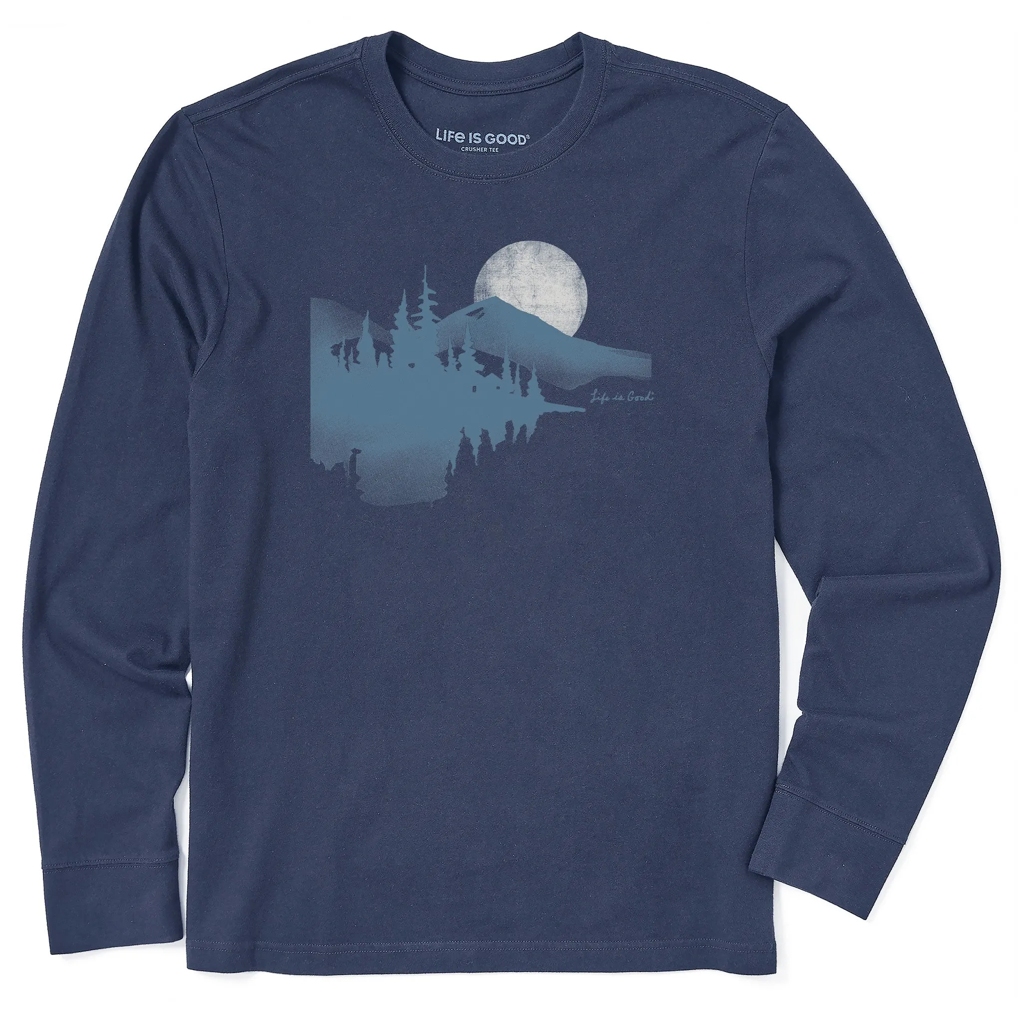 Men's Watercolor Lakeside Long Sleeve Crusher Tee Life is Good