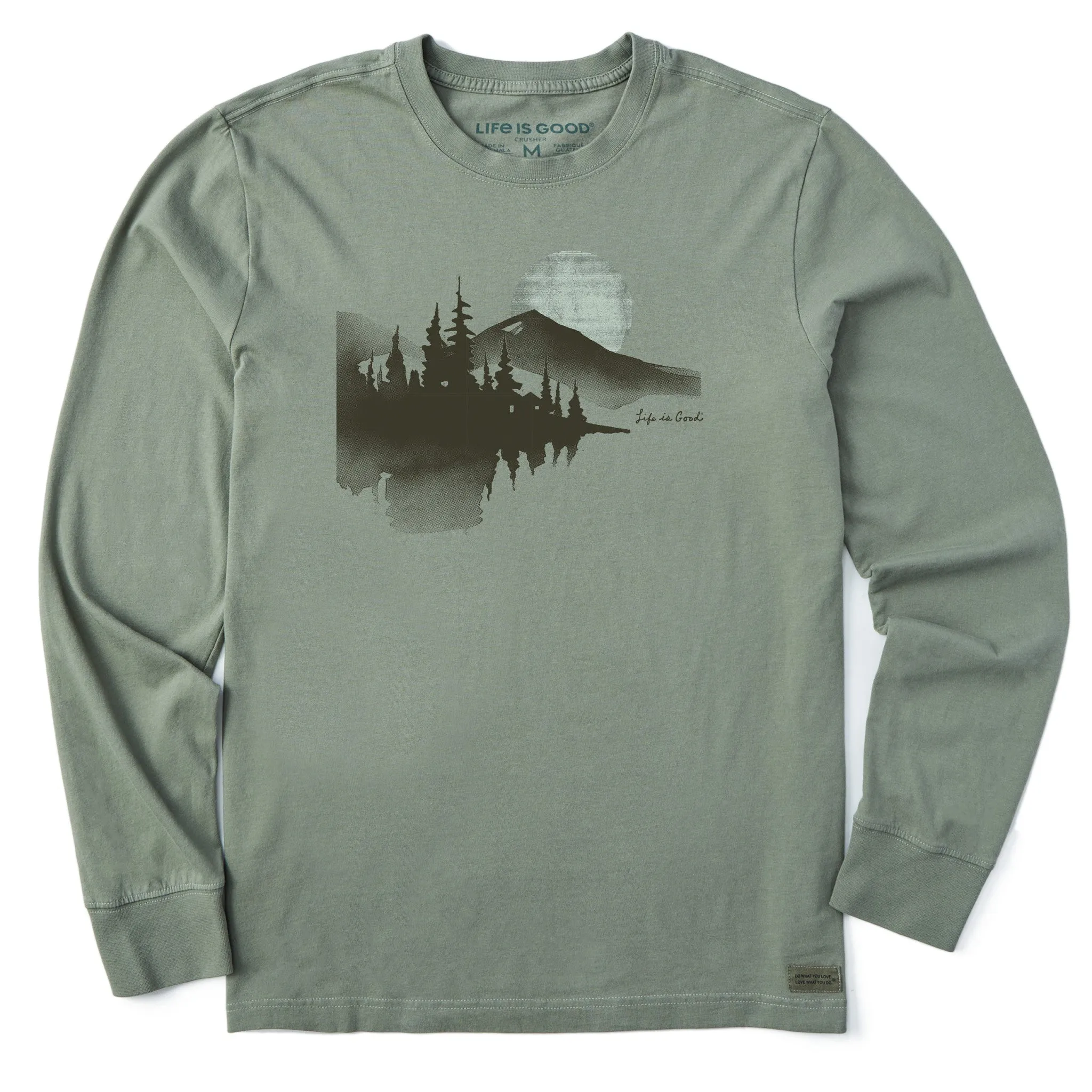 Men's Watercolor Lakeside Long Sleeve Crusher Tee Life is Good