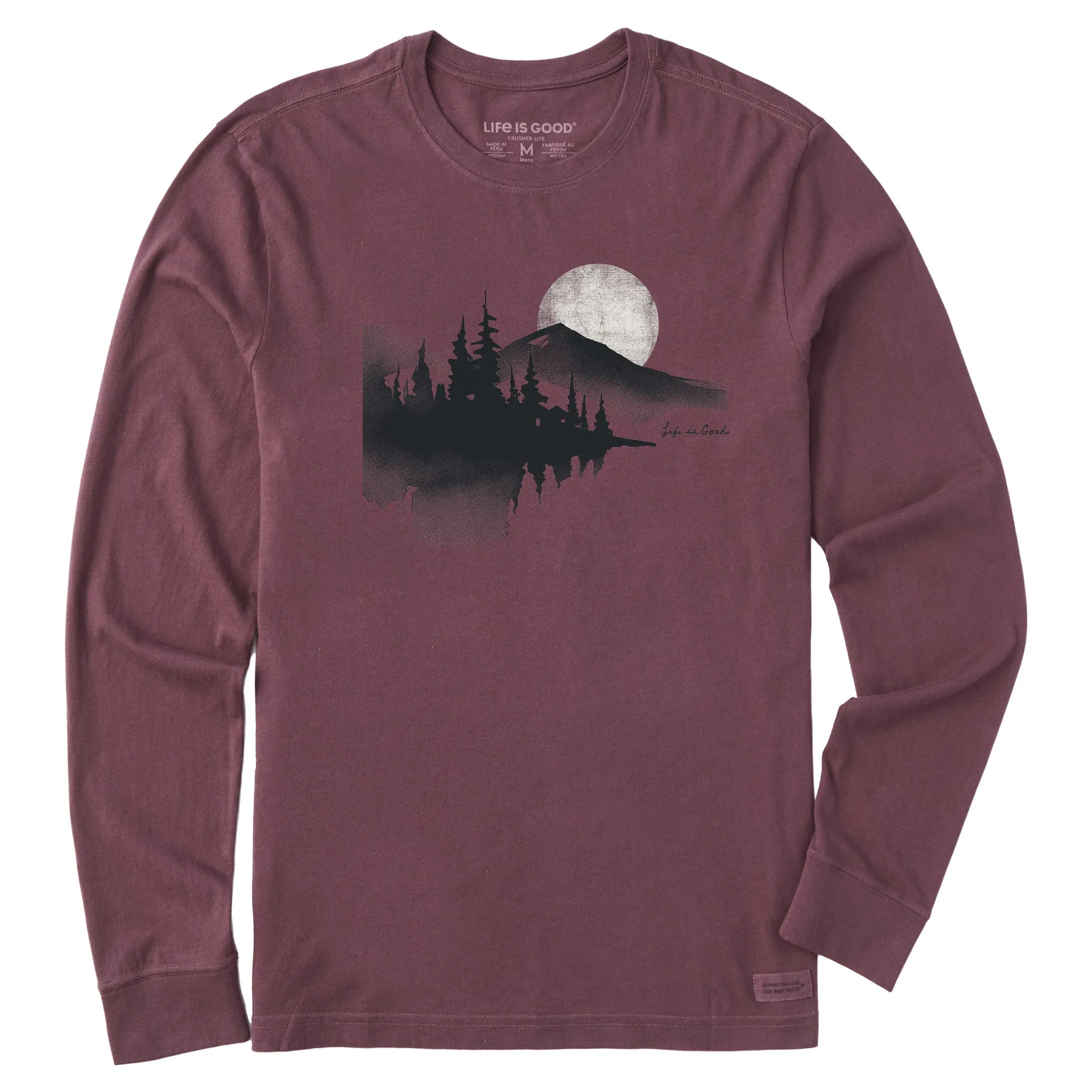 Men's Watercolor Lakeside Long Sleeve Crusher Tee Life is Good