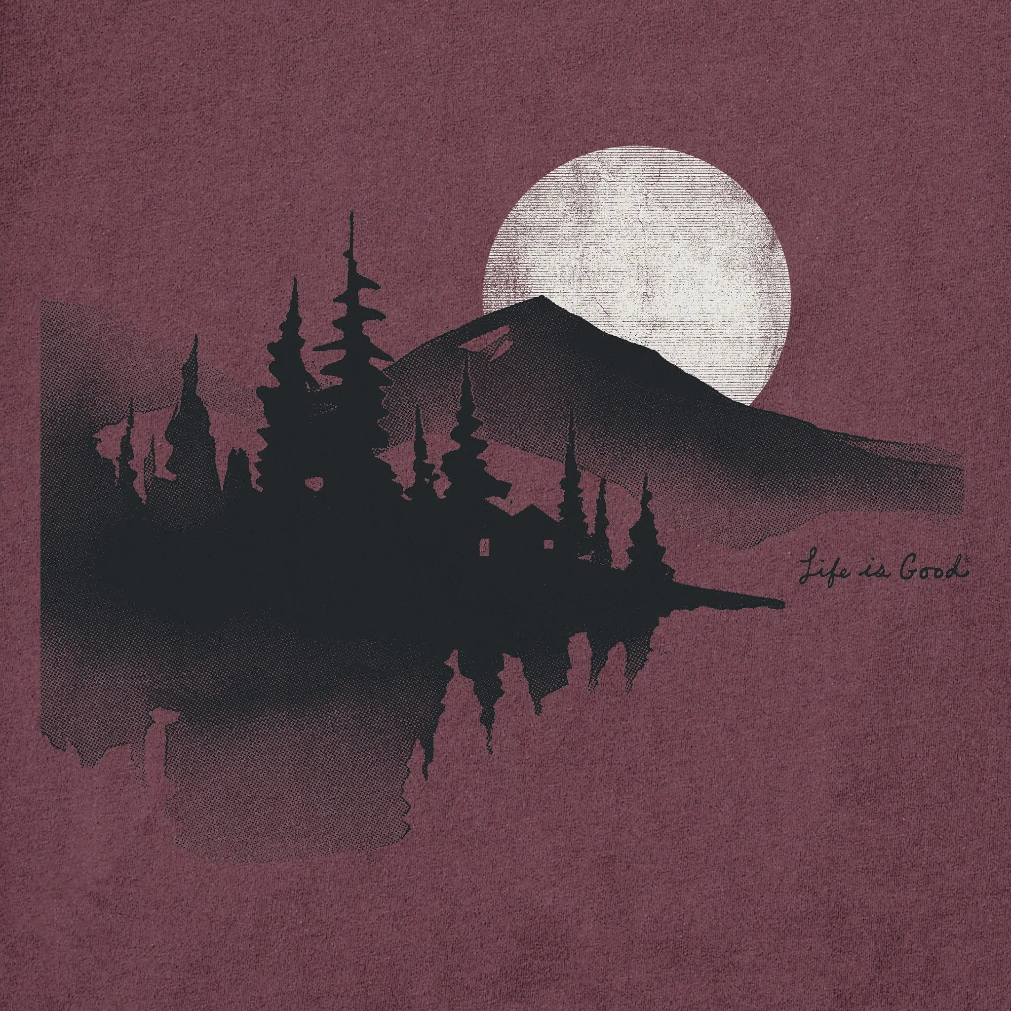 Men's Watercolor Lakeside Long Sleeve Crusher Tee Life is Good